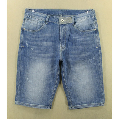 牛仔中裤五分裤男31码薄款弹力修身短裤夏款全新品R107/38533-13