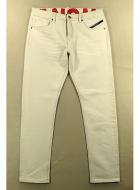赤耳牛仔男34码米色厚实微弹力修身小直筒名牛外单N402/1281*03
