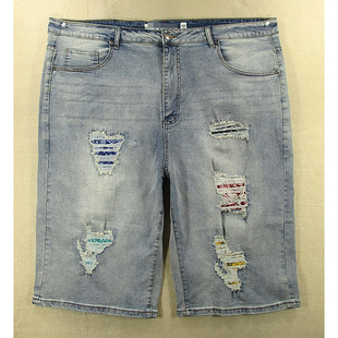 牛仔中裤 七分裤 外单KHCO特价 1901 肥佬裤 V108 弹力大码 男46码