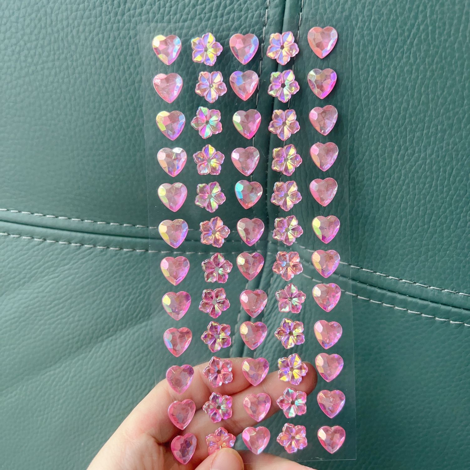 水晶粉色爱心牡丹花闪钻石贴纸公主3d女孩玩具立体宝石儿童粘贴画