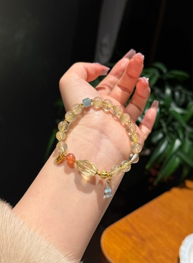 天然黄水晶貔貅手链女款单圈时尚饰品礼物送女友闺蜜生日礼物