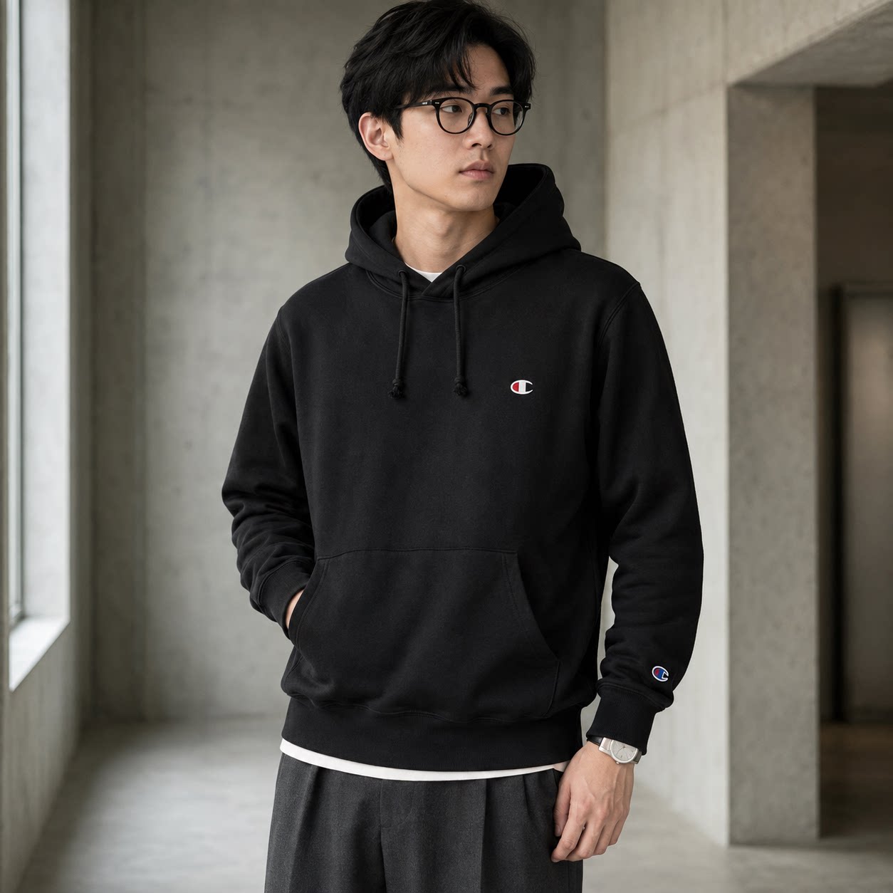 春秋新款champion正品纯棉复古刺绣情侣装ins风连帽卫衣帽衫