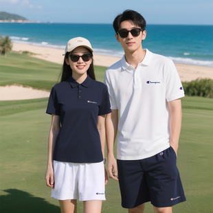 CHAMPION短袖 情侣日版 现货正品 衬衫 夏季 冠军刺绣字母标休闲polo衫