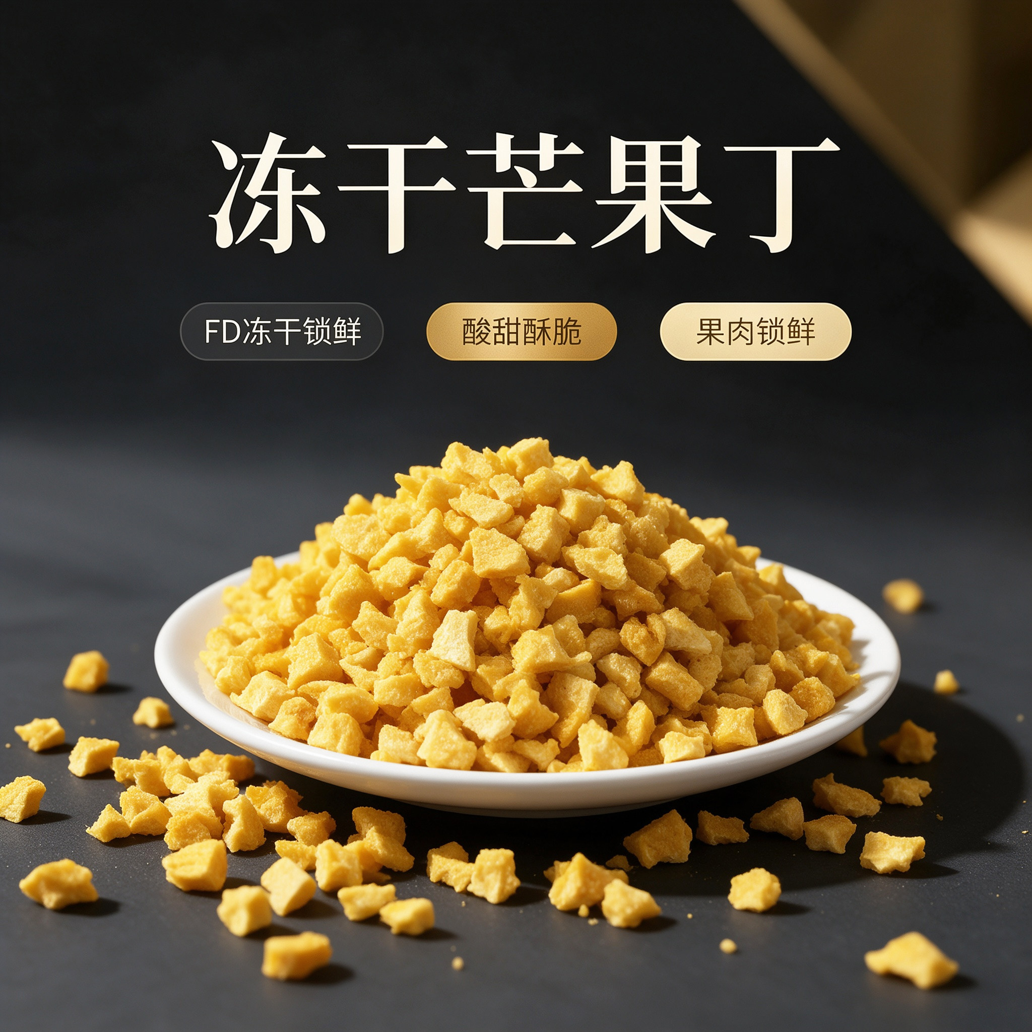 即食冻干芒果丁500g蛋糕装饰水果丁芒果碎烘焙原料无糖无添加酥脆
