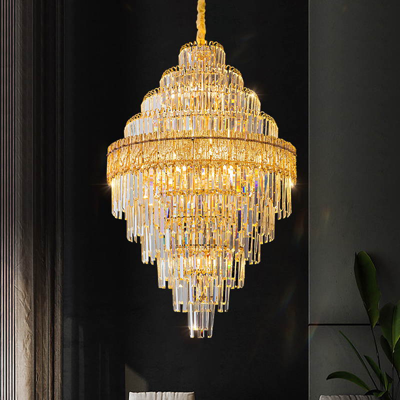别墅大吊灯客厅灯复式楼挑空中空跃层酒店大堂简约大气轻奢水晶灯
