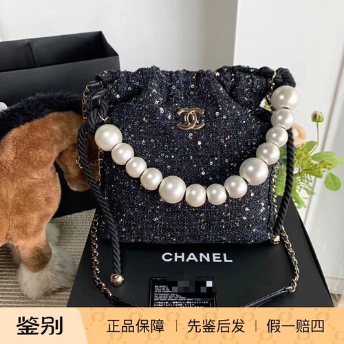 香奈儿珍珠系列抽绳毛呢亮片