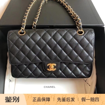 香奈儿cf黑金荔枝皮单肩斜挎女包