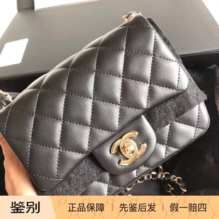 99新Chanel香奈儿黑金牛皮方胖子单肩斜挎包链条女包