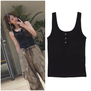 中村一叶同款黑色背心女2025夏季新款修身显瘦辣妹无袖T恤上衣女