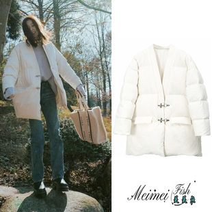 刘雯同款羽绒服外套女2024年冬季新款90白鸭绒宽松面包加厚保暖