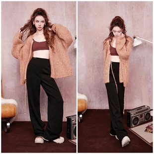 女宽松休闲百搭毛衣外套女 针织开衫 戚薇同款 2025年秋冬新款