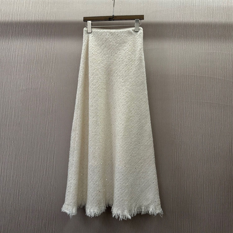 初溯2025秋冬新款欧货女含羊毛呢流苏半身裙松紧高腰显瘦亮片长裙,女装/女士精品,汉服半身裙,淘宝优惠券,粉丝福利购,淘宝优惠卷