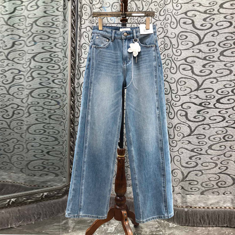 初溯家2026春季新款欧货女装复古水洗直筒牛仔裤女高腰显瘦九分裤