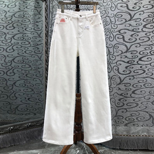 初溯2025冬季新款欧货女装高腰显瘦白色加绒牛仔裤百搭直筒长裤