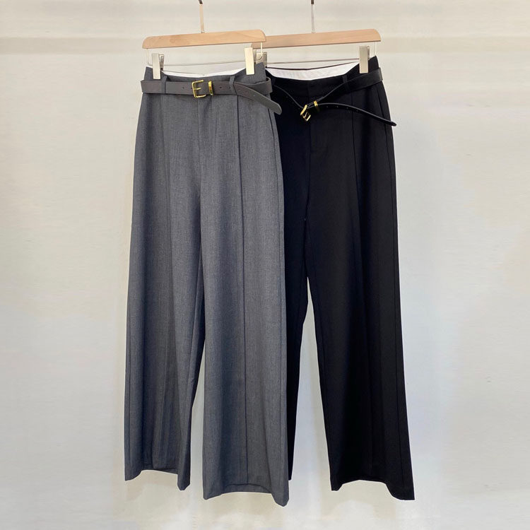 初溯2026早春新款欧货女装通勤高腰直筒裤女腰带显瘦百搭阔腿西裤,女装/女士精品,西装裤/正装裤,淘宝优惠券,粉丝福利购,淘宝优惠卷