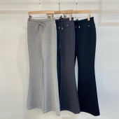 新款 百搭休闲长裤 欧货女装 显瘦微喇裤 抽绳腰头修身 初溯家2026春季