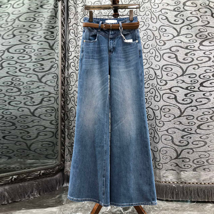 初溯2026早春新款欧货高腰喇叭牛仔裤女水洗做旧显瘦微喇长裤修身,女装/女士精品,牛仔裤,淘宝优惠券,粉丝福利购,淘宝优惠卷