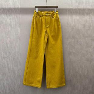 长裤 高腰立体剪裁口袋休闲直筒牛仔裤 欧货女装 初溯家2025早春新品
