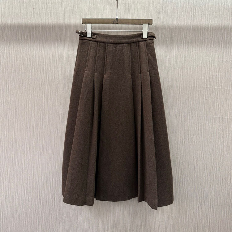 初溯2025秋冬新款欧货女装时尚压褶高腰显瘦羊毛a字中长款半身裙,女装/女士精品,半身裙,淘宝优惠券,粉丝福利购,淘宝优惠卷