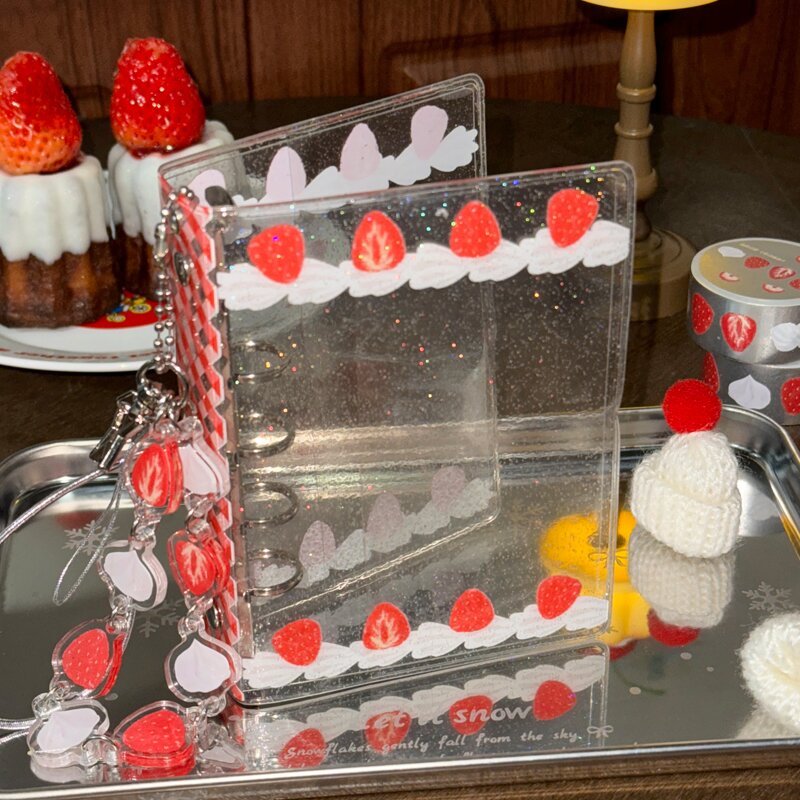 菜菜瑄瑄草莓奶油活页壳m5/A7冬日甜品可爱少女风 手帐活页壳