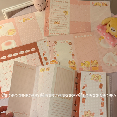 Popcornbobby原创设计文具A6perA7M5三折内页文具双面不同图打孔