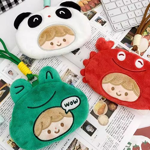 卓大王【阿卓小口袋】熊猫青蛙螃蟹毛绒零钱包可爱挂包收纳包礼物