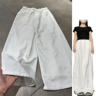 韩系简约高腰中线抽绳运动裤女夏季2025新款直筒显瘦空气感凉凉裤