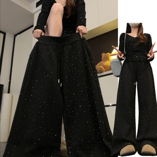 韩系设计感闪闪星空裤女秋冬季2026新款小众烫钻慵懒风显瘦休闲裤