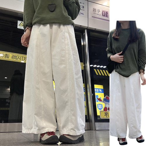 韩系松弛感高腰弯刀卫裤女夏季2026新款百搭显瘦小个子宽松阔腿裤