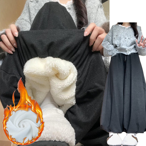 复古风高腰针织糯米裙裤女秋冬2025新款显瘦宽松加绒加厚灯笼裙裤