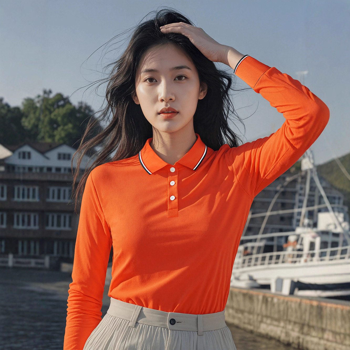 春秋广场舞长袖工作服t恤定制Polo衫企业公司文员文化衫工衣定做