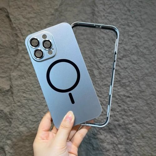 适用苹果16promax手机壳新款高级感磨砂磁吸iphone15pro铝合金属边框弹扣17promax自带镜头膜13pro高档14全包