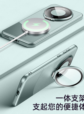 金属镜头盖隐形支点壳适用华为mate60pro手机壳新款素皮mate70pro+商务40全包防摔50pro高级感小众男女外壳潮
