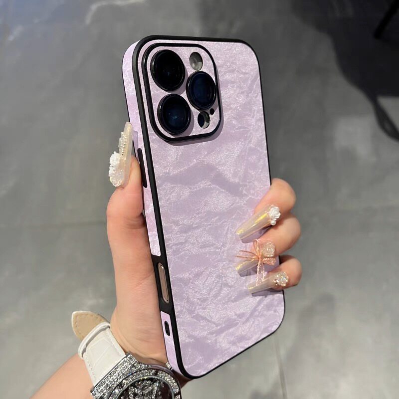 高级感小众国风丝绸纹绒布适用iphone16promax手机壳新