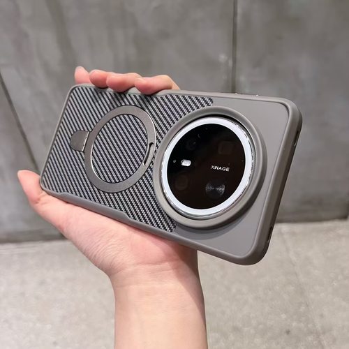 简约碳纤维纹磁吸支架壳适用华为mate70pro手机壳70pro+新款女mate60pro磨砂高级感pura70防指纹mt60防摔套男