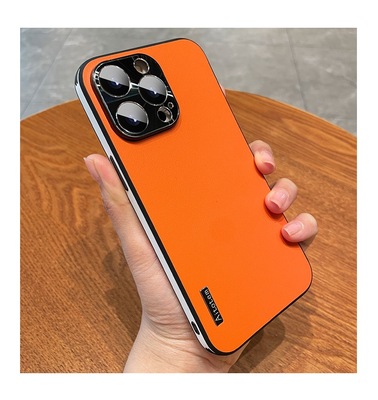 适用苹果17promax手机壳新款素皮iphone15pro自带镜头膜16promax减震防摔13高级感商务14pro超薄男女款保护套