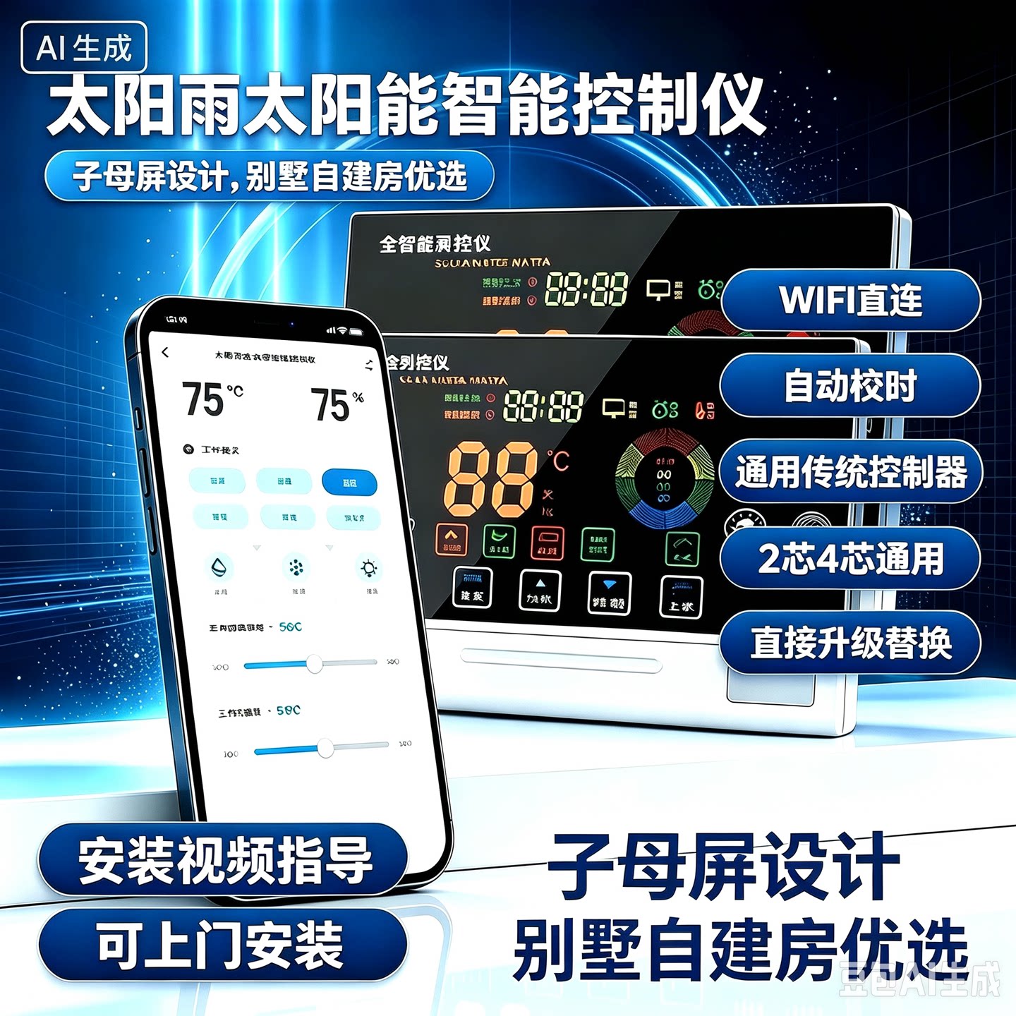太阳雨子母屏远程控制器免布线