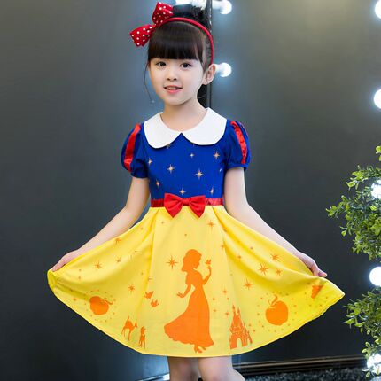 2025儿童服装迪士尼白雪公主裙子女童连衣裙春夏季新款印花裙洋气