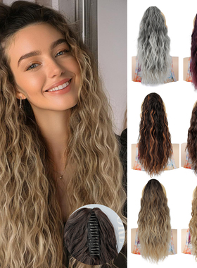 欧美风假发女抓夹长卷发马尾蓬松水波纹长发高马尾辫子ponytails