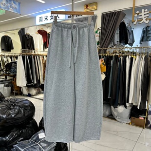 纤贝思QIANBEISI正品春新款松紧腰显瘦百搭弯刀裤女阔腿卫裤1069