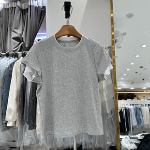 2026年春夏季 拼接假两件设计显瘦韩系bf风短袖 T恤衫 上衣女ins 新款