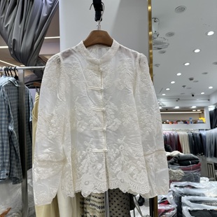 WeiMeng维梦9323新款韩系时尚复古盘口高级感缇花新中式衬衫女装