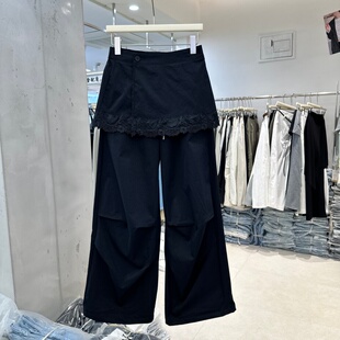 蕾丝花边可抽绳屁帘两件套休闲裤 韩版 女潮 新款 FANKO梵蔻3720春季