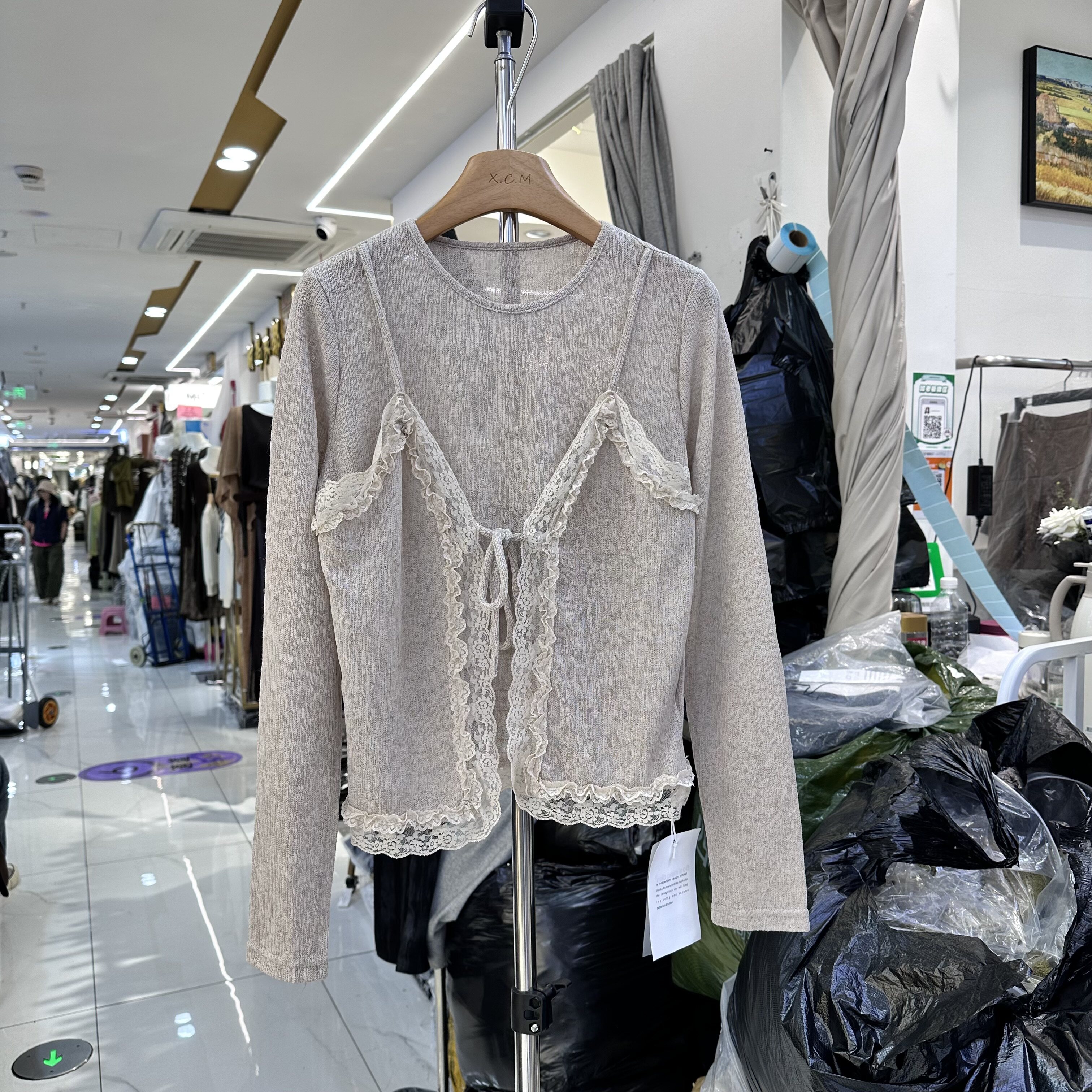 Bosimingdian假两件针织衫