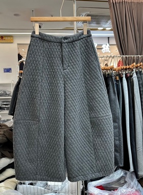 TIDING题町56276正版冬季新款立体裁剪设计加厚弯刀阔腿休闲裤女