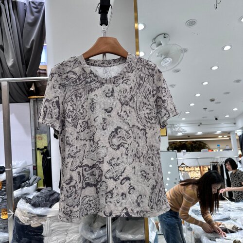 HMY31957韩系晕染印花T恤衫上衣
