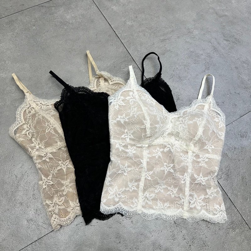 性感蕾丝磨毛带胸垫背心女士时尚修身显瘦内搭秋冬打底衫美背抹胸