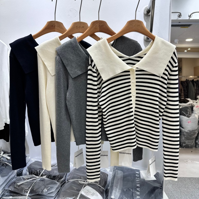 NICE奈斯8578大翻领针织衫上衣