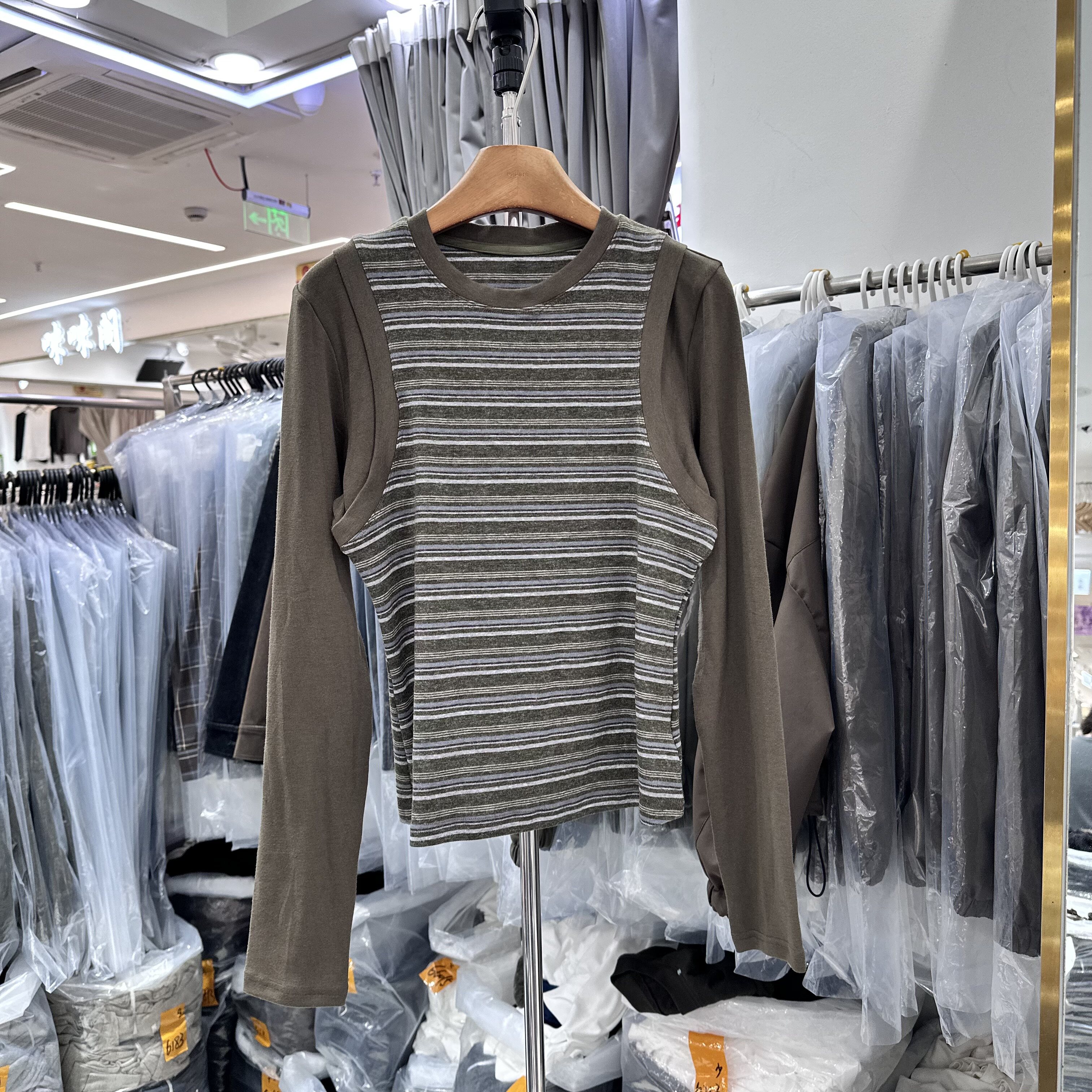 HMY32691正版假两件条纹上衣
