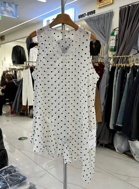 Bo si ming dian6126正品春季新款拼接蕾丝花边点点背心打底衫女